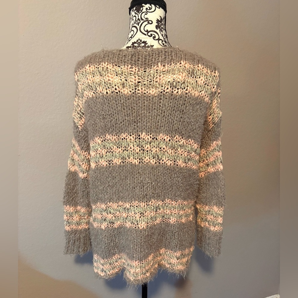 FREE PEOPLE Linus Striped Fuzzy Open Knit Sweater - Picture 4 of 7